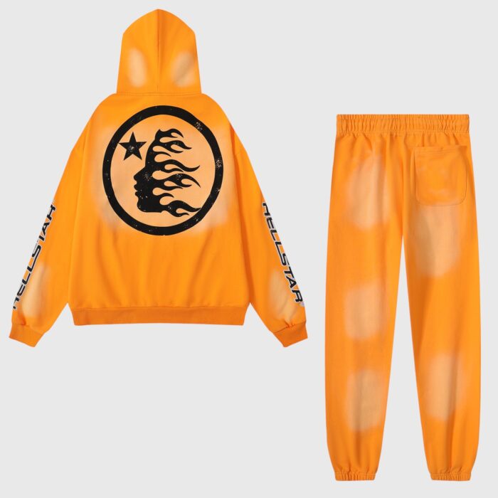 Hellstar Fire Orange Dye Tracksuit Back