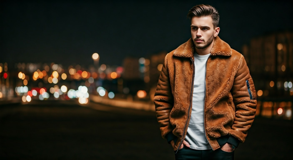 Mens Bomber Jacket with Fur