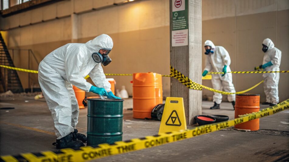 biohazard clean up company working