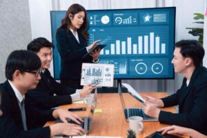 Insurance company workers in meeting