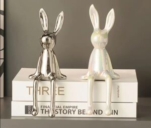 Ceramic Long-Eared Sitting Rabbit Statue