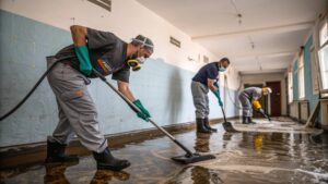 men working for water damage restoration company