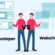 Illustration comparing a web developer and a website builder with interface elements and the word "VS" between them.