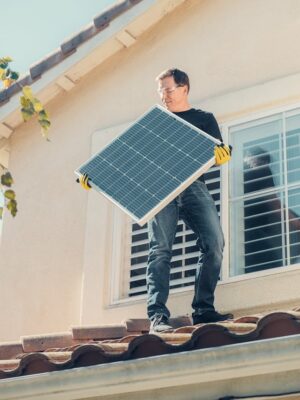 solar panel maintenance repair person