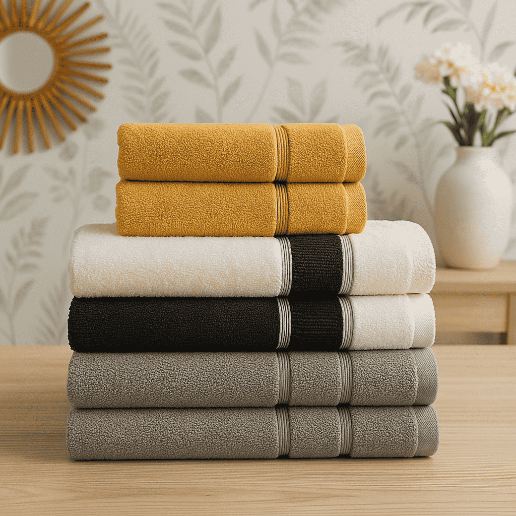 Cozy Bathroom with Towel Stack