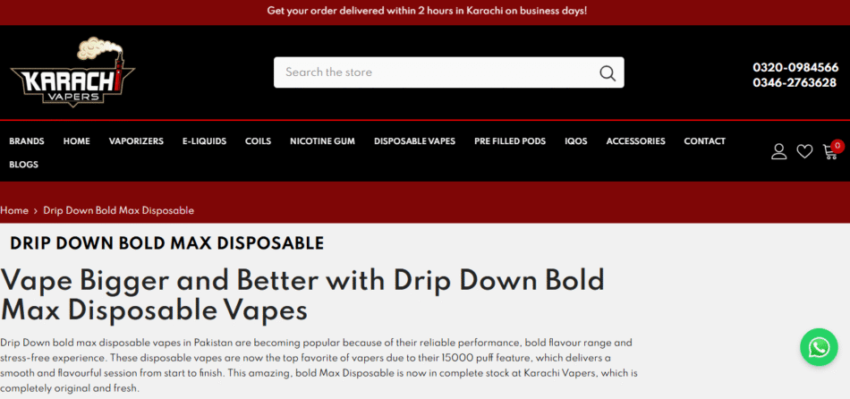 Dripdown diposible price in Pakistan