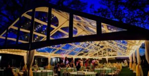 Majestic Events and Rentals team setting up wedding tent