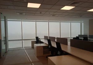 Modern office interior fitted with premium office blinds in Dubai for light control and privacy