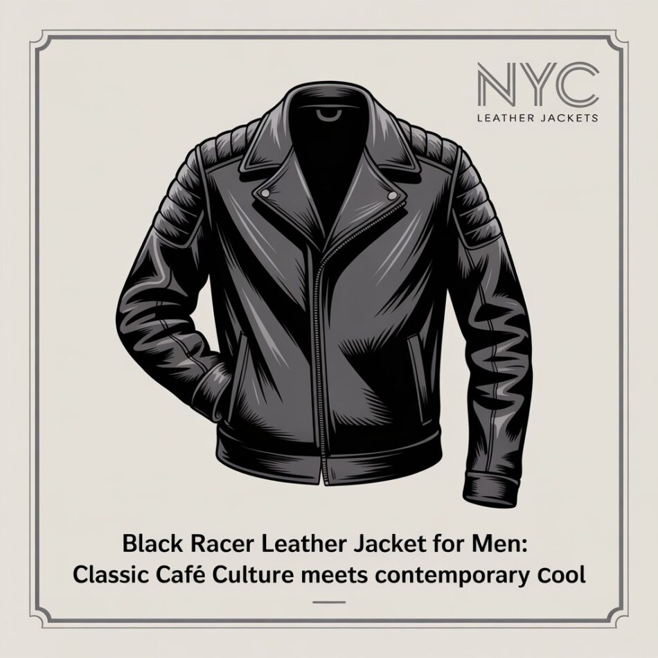 Black Racer Leather Jacket for Men | Stylish Café Racer Look