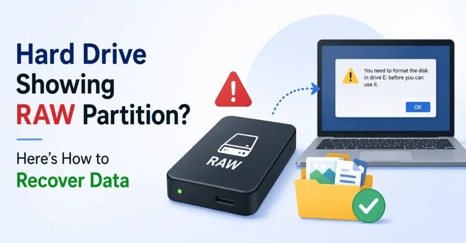 Hard Drive Showing RAW Partition