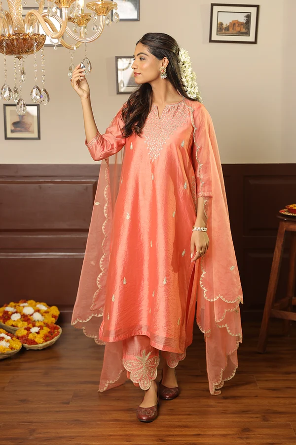 chanderi anarkali suit