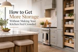Modern kitchen with custom cabinets and organized storage solutions